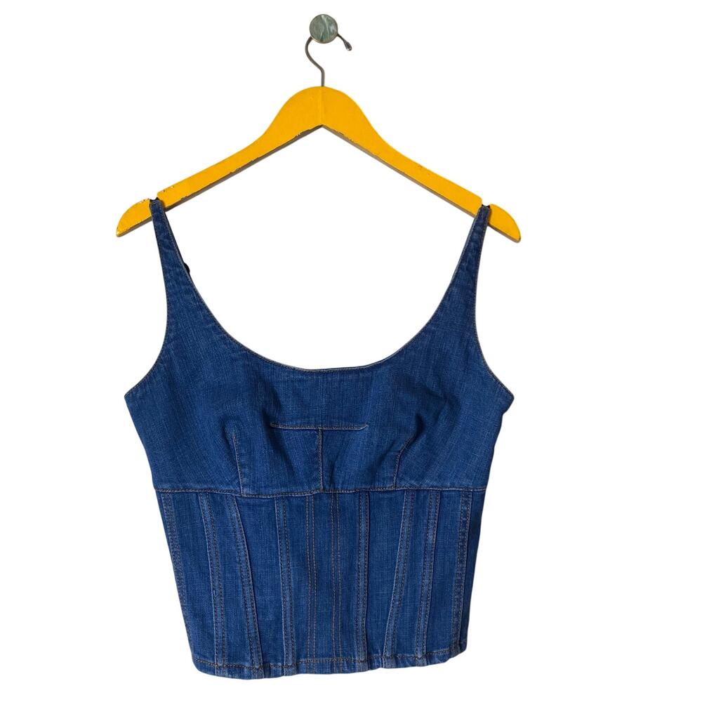 ANTHROPOLOGIE MAEVE Denim Tie-Back Corset Tank Top Size 8